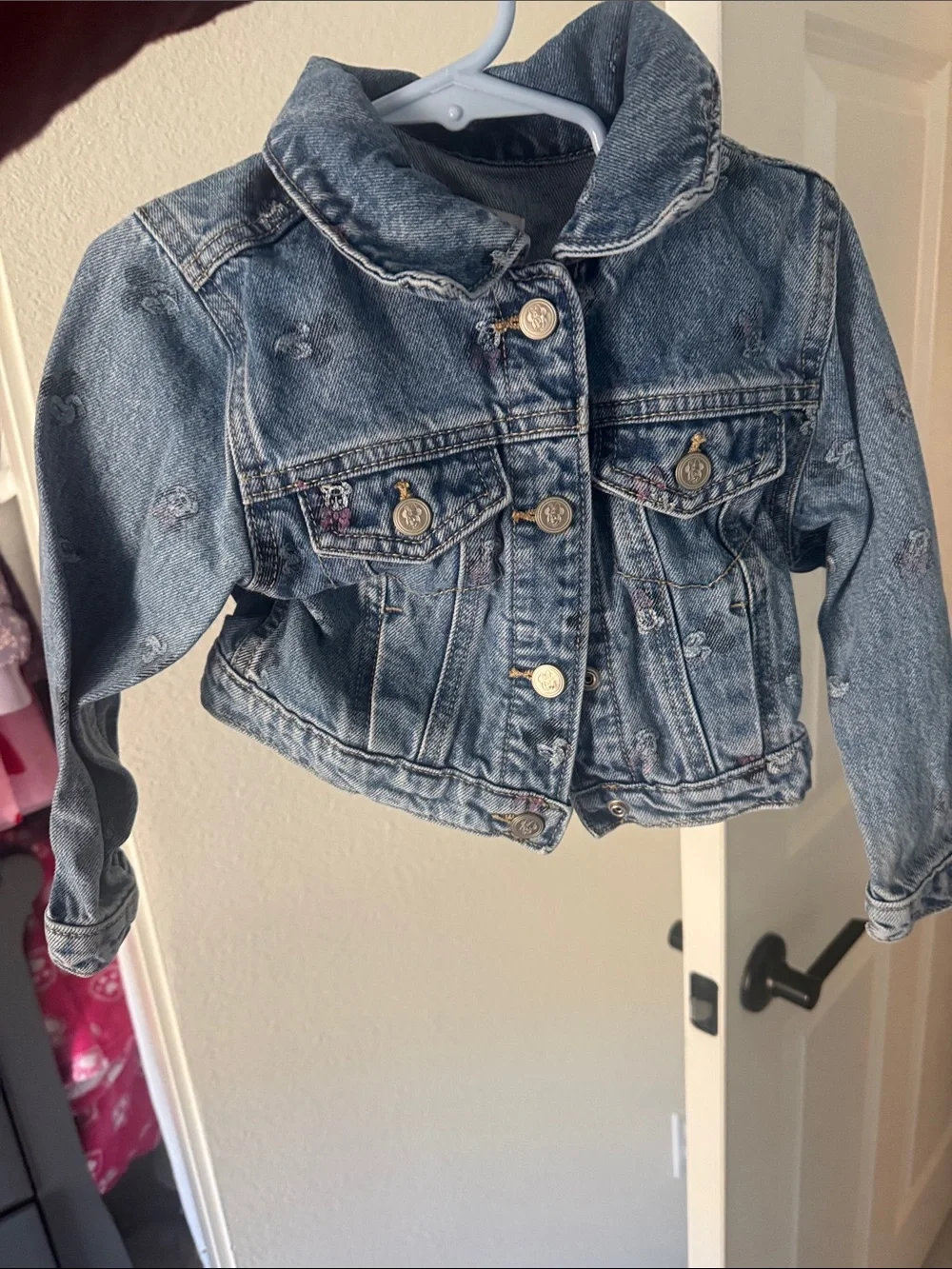 Old Navy x Disney Girls' Light Blue Denim Jacket with Embroidered Details